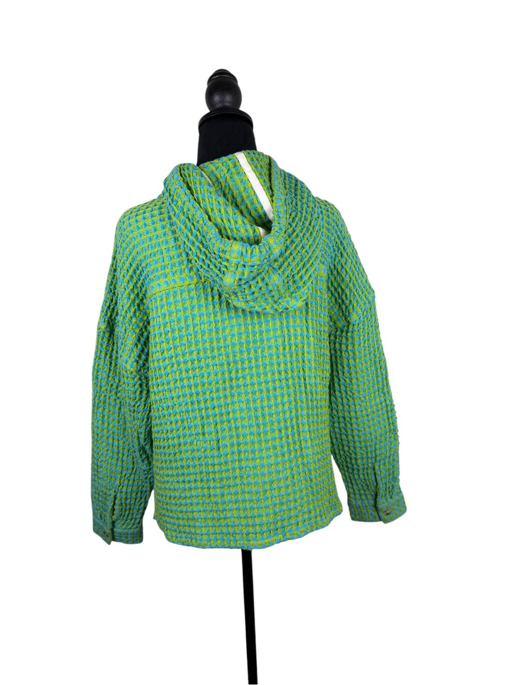 BDG Urban Outfitters Baja Stanley Waffle Hoodie Blue Green Top S - Picture 4 of 8